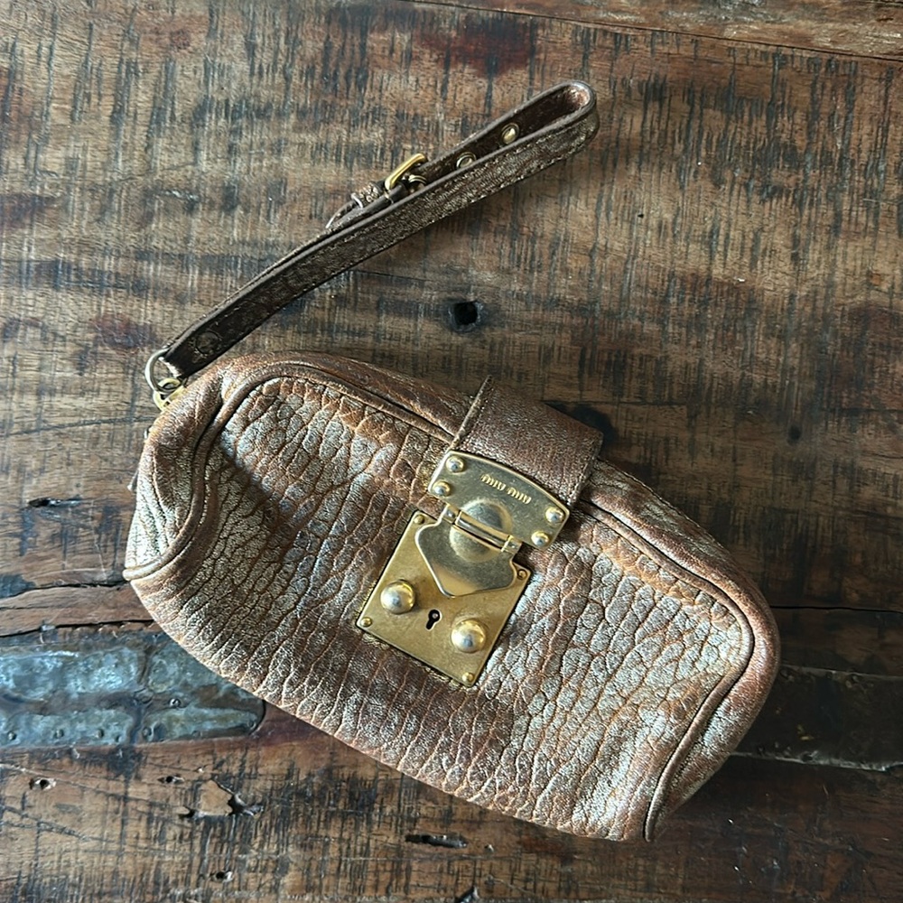Vintage Miu Miu Gold Wristlet Clutch